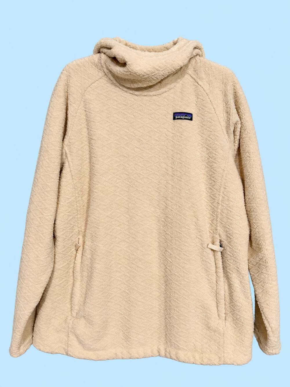 Patagonia Women's Diamond Capra Hoody Fleece Sweater Cream Size XL